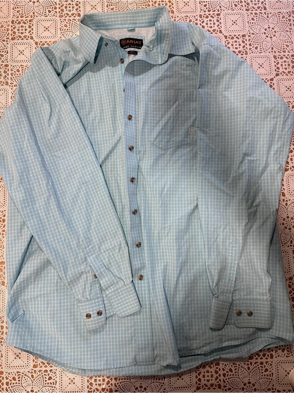 Ariat Pro Series Men’s XXL Tall Blue Plaid Long Sleeve Western Shirt